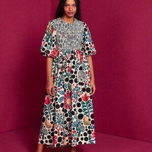 NWT Farm Rio Smocked Mushroom Forest Midi Dress